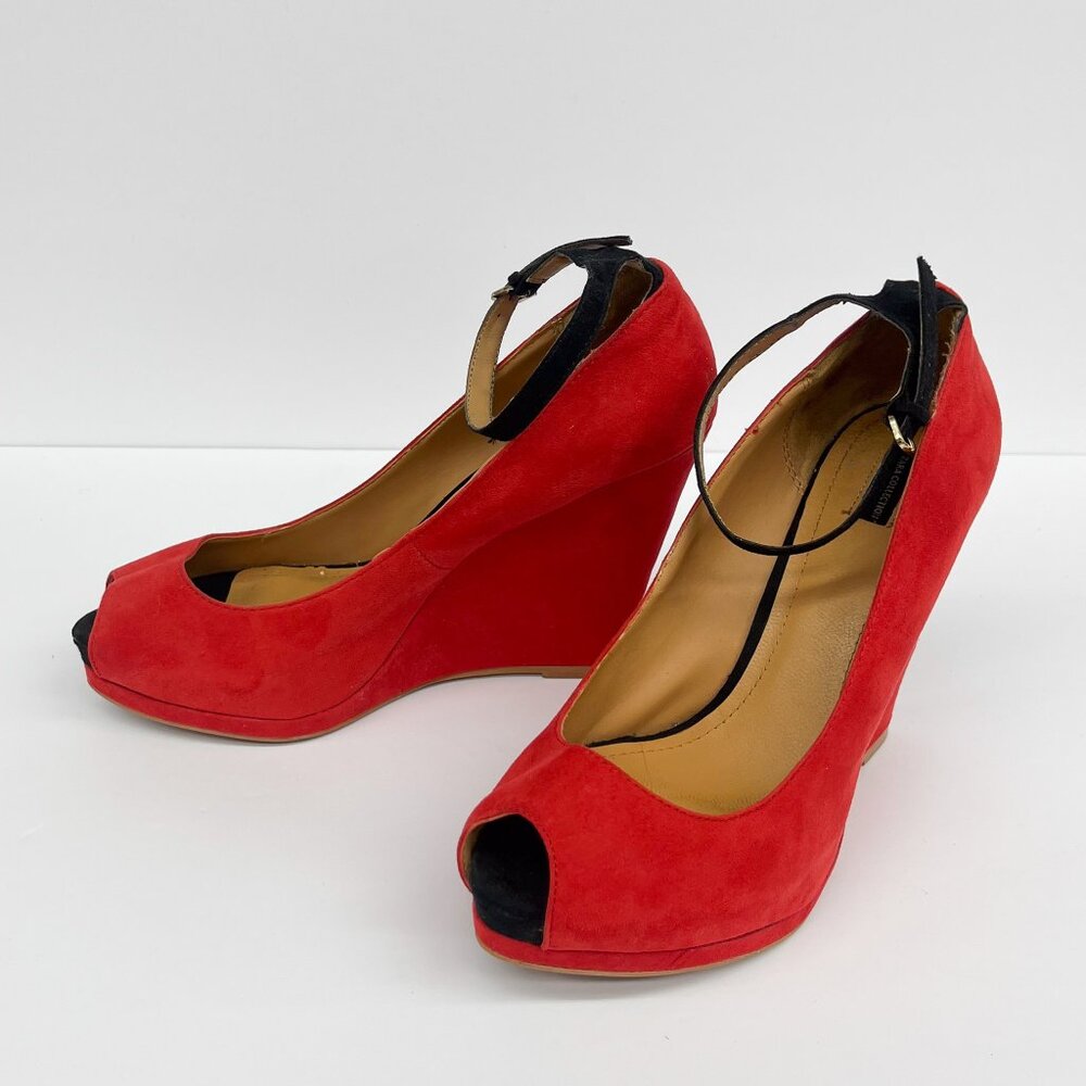 Vintage Zara Peep Toe Platform Shoes | Suede | Size 40